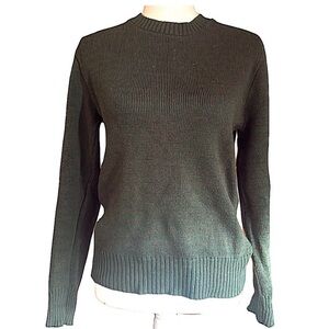 Lands’ End 100% Cotton olive with pink Dot Knit Sweater – Women’s Small